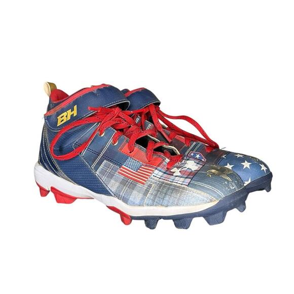 ***SOLD*** Under Armour Harper Big Kids Size 6Y Baseball Cleats Blue White - Picture 3 of 6